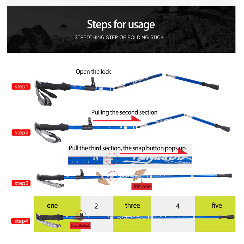 عصا المشي القابلة للطي