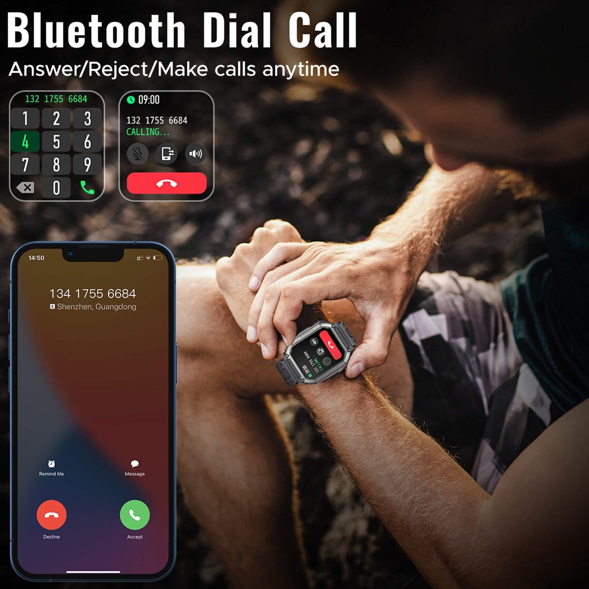 ساعة ذكية تكتيكية بسعة 320 مللي أمبير في الساعة